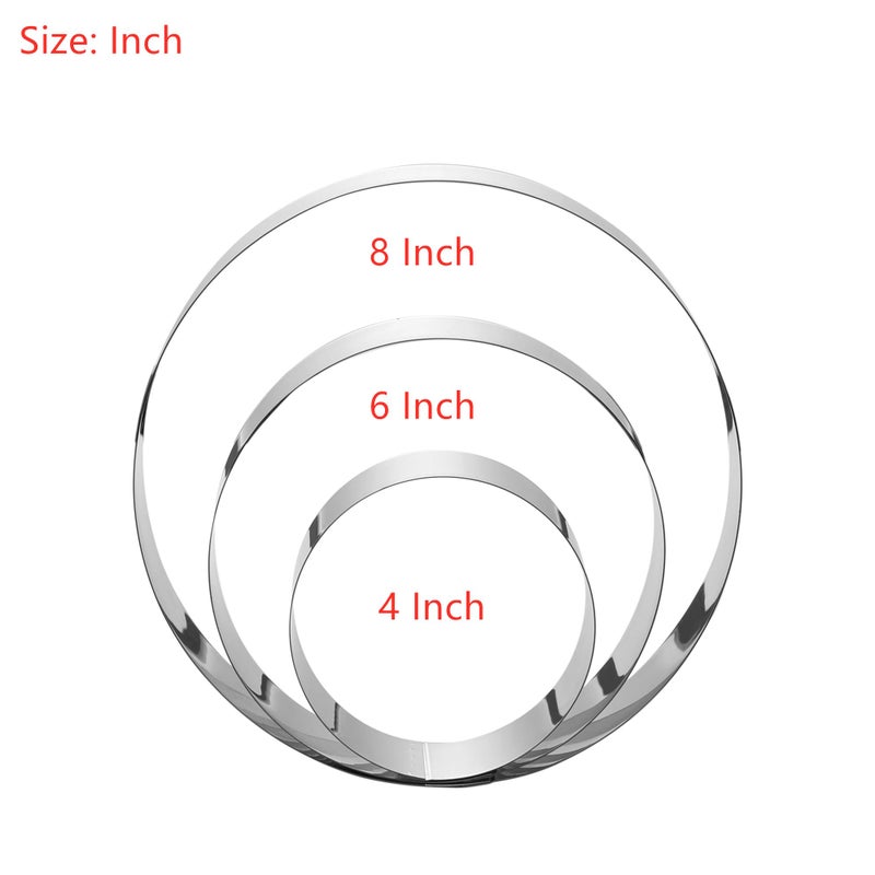 Maykito Large Round Cake Ring Set-4/6/8 Inch Biscuit Cutter Stainless Steel Circle Pancake Mold English Muffin Ring - Image 2